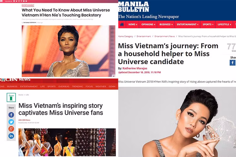 Không chỉ gây bão ở quê nhà, H'hen Niê còn giành được tình cảm của người hâm mộ quốc tế cũng như được ưu ái xuất hiện trên các tờ báo nước ngoài, thậm chí được nhắc đến nhiều hơn cả tân hoa hậu Hoàn vũ Thế giới. Có thể thấy, nhờ Hoa hậu H'hen Niê, nhan sắc Việt Nam đã nâng tầm.