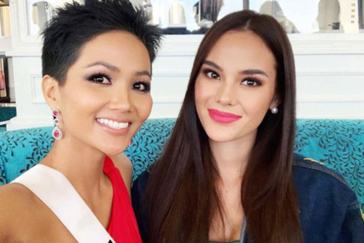 Dù là đối thủ của nhau nhưng đại diện Việt Nam và người đẹp đến từ Philippines vẫn khá thân thiết.