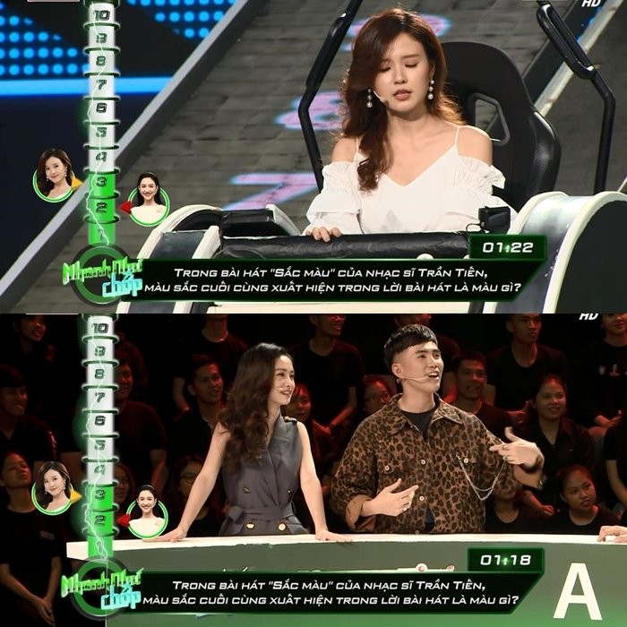 Câu hỏi mức 4 điểm dành cho Midu liên quan đến âm nhạc, đó là: "Trong bài hát 'Sắc màu' của nhạc sĩ Trần Tiến, màu sắc cuối cùng xuất hiện trong lời bài hát là màu gì?". Thấy đồng đội của mình mất nhiều thời gian để tìm ra đáp án, Will đã đề nghị Midu bỏ qua câu hỏi này. Thế nhưng, nữ diễn viên vẫn quyết tâm đọc nhẫm lời bài hát để có câu trả lời đúng là "màu trắng".