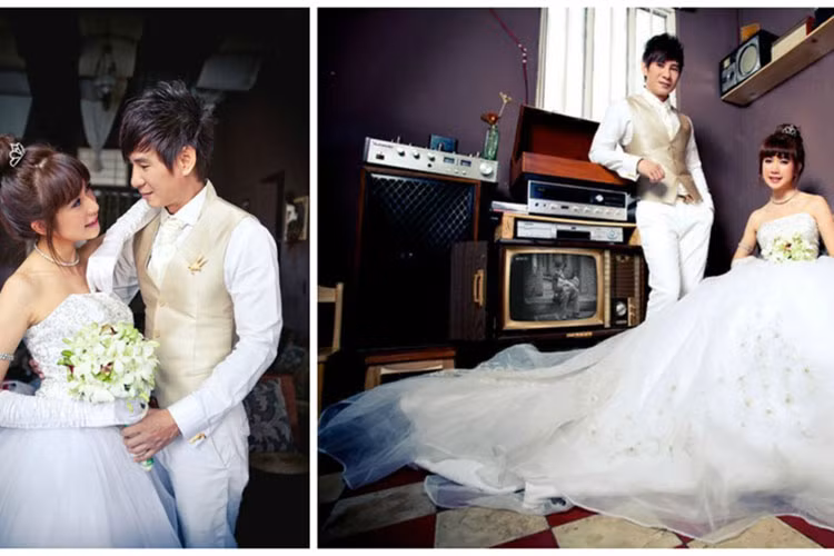 Lý Hải hơn Minh Hà đến 16 tuổi. Vượt qua sự chênh lệch tuổi tác và thử thách yêu xa khi Minh Hà đi du học, nam ca sĩ và Minh Hà đã viết lên cái kết đẹp cho chuyện tình 6 năm bằng đám cưới vào năm 2010. Ảnh: Báo đất việt