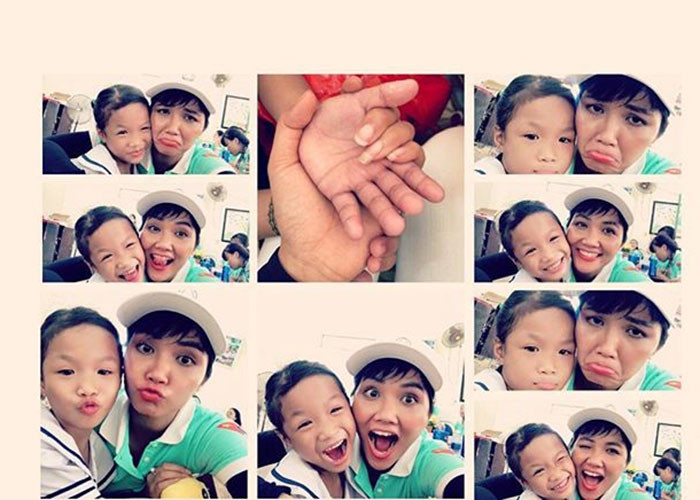 Sự thân thiện của H'hen Niê được lòng nhiều em nhỏ từng gặp gỡ cô.