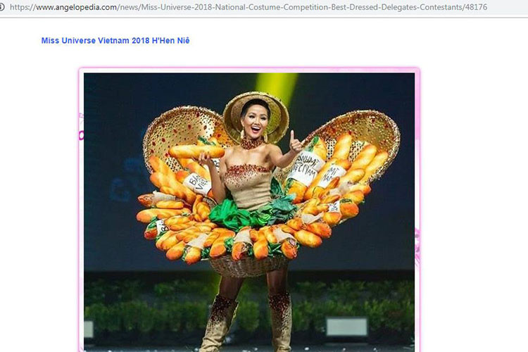 Trang phục dân tộc của đại diện Việt Nam còn lọt top những mẫu thiết kế đẹp nhất tại cuộc thi do Angelopedia lựa chọn.