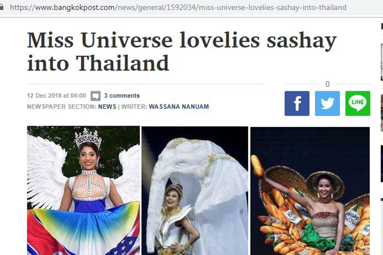 Tờ Bangkok Post của Thái Lan cho hay quốc phục của đại diện Việt Nam là một trong số những thiết kế gây chú ý nhiều nhất.