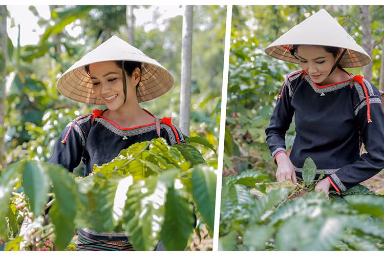 Trong trang phục người Ê-Đê, nàng hoa hậu lại càng chiếm được cảm tình của khán giả. Ảnh: Star1