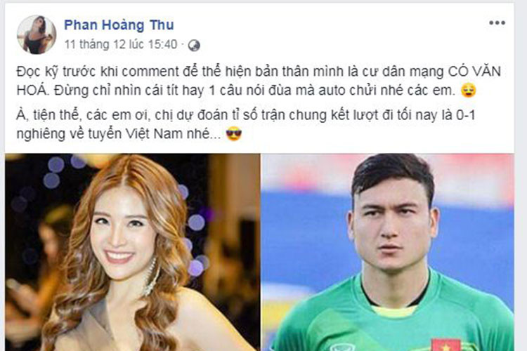 Trước chung kết AFF Cup 2018, Phan Hoàng Thu từng "tỏ tình" với Đặng Văn Lâm và bị ném đá bởi một câu nói đùa sẽ "đập chậu cướp hoa".