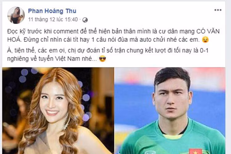 Trước chung kết AFF Cup 2018, Phan Hoàng Thu từng "tỏ tình" với Đặng Văn Lâm và bị ném đá bởi một câu nói đùa sẽ "đập chậu cướp hoa".