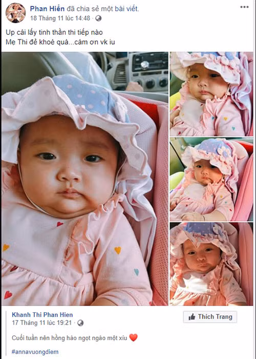 Chia sẻ hình ảnh con gái, Phan Hiển nịnh Khánh Thi khéo sinh con.
