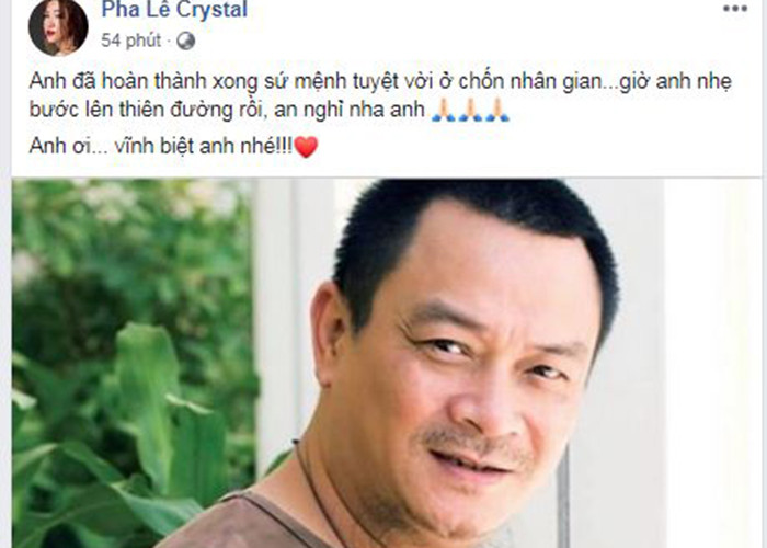 Pha Lê viết lời vĩnh biệt gửi nam diễn viên phim "Của để dành".