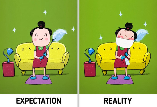 Giữ nhà quá sạch sẽ. Môi trường đặc thù như bệnh viện cần có sự sạch sẽ tuyệt đối. Vậy nhưng, nhà ở quá sạch sẽ, khử trùng liên tục đôi khi gây phản ứng ngược. Nghiên cứu chỉ ra trẻ em vùng nông thôn tiếp xúc với vi khuẩn, phấn hoa, lông động vật... có hệ miễn dịch tốt. Trong khi đó, trẻ sống trong môi trường quá sạch sẽ có nguy cơ cao mắc các bệnh như sốt cỏ khô, hen suyễn và dị ứng.