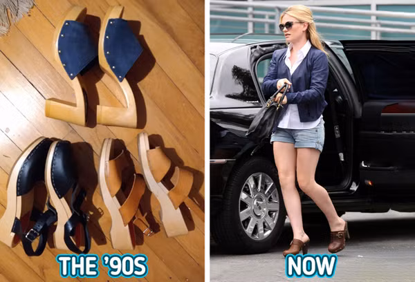 Guốc đế cao là lựa chọn rất phổ biến những năm 70, được chị em phối cùng quần ống loe và áo khoác tua rua. Sau thời gian “làm mưa làm gió” thị trường thời trang, guốc đế cao rơi vào quên lãng. Gần đây, nó được yêu thích trở lại song với phần đế thấp hơn. Món đồ được đánh giá tôn dáng, thời trang, tiện dụng.