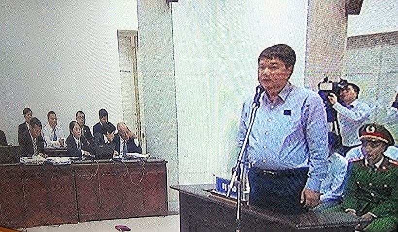 Bị cáo Đinh La Thăng tại phiên tòa sáng ngày 19/3.