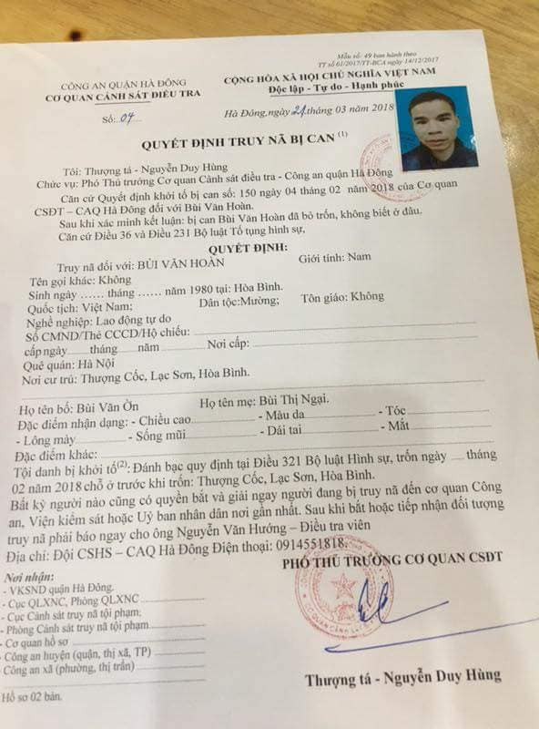 Quyết định truy nã.