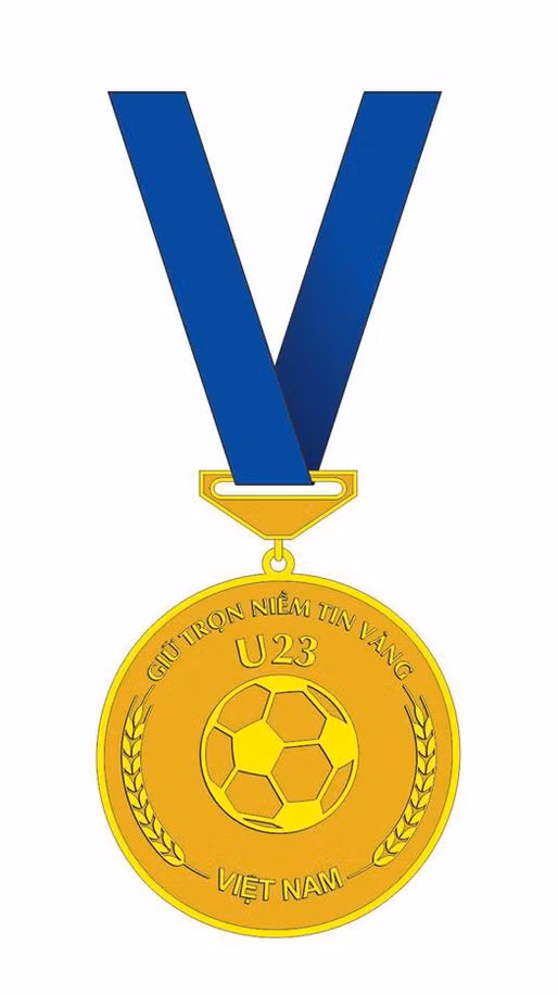 Mẫu thiết kế huy chương do PNJ dành tặng cho các cầu thủ U23 Việt Nam.