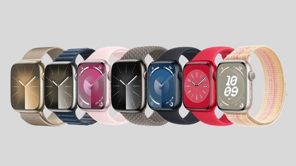 5. Thiết kế đa dạng: Apple Watch Series 9 có thiết kế mặt chữ nhật với nhiều kích thước mặt và chất liệu dây đeo đa dạng.