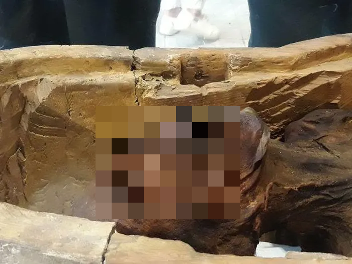 2. Xác ướp không được quấn vải: Năm 1881, một xác ướp kỳ lạ được tìm thấy gần Cairo, Ai Cập. Điều đáng chú ý là xác ướp này không được bảo quản bằng cách truyền thống mà được cuốn trong da động vật với lớp vôi sống và các cơ quan nội tạng vẫn nguyên vẹn.