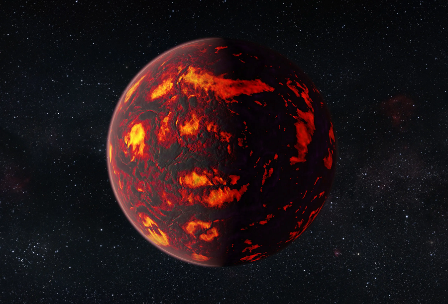 55 Cancri e là một hành tinh đá nóng có khối lượng gấp 8 lần Trái Đất. Nó nằm gần ngôi sao mẹ, chỉ cách Mặt Trời chưa đầy 2% khoảng cách giữa Trái Đất và Mặt Trời, hoàn thành một vòng quỹ đạo chỉ trong 17 giờ.