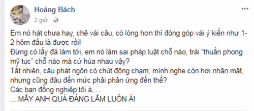 Hoang Bach, Lam Truong phan doi viec de xuat cam Chi Pu di hat-Hinh-3