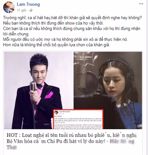 Hoang Bach, Lam Truong phan doi viec de xuat cam Chi Pu di hat-Hinh-4