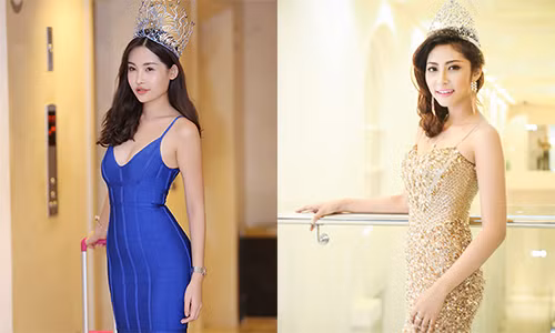 Không chỉ cùng đăng quang cuộc thi Hoa hậu Đại dương, Ngân Anh và Thu Thảo còn bằng tuổi. Cả hai đều sinh năm 1995. Trong ảnh, 2 người đẹp khoe thân hình đồng hồ cát sau khi đăng quang cuộc thi Hoa hậu Đại dương. Ảnh: BTC, Khám phá