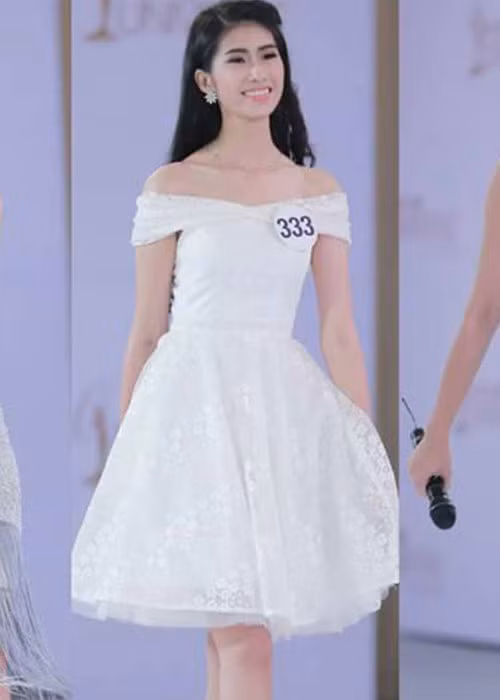 Lộ hạn chế tiếng Anh trong tập 7 Tôi là Hoa hậu Hoàn vũ Việt Nam 2017, nhưng Lê Thị Kiều Nhung có lợi thế là chiều cao 1m80 cùng nụ cười rạng rỡ. Ảnh: BTC