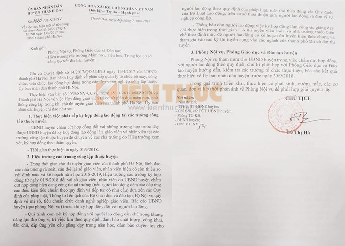 Ha Noi: Gan 450 giao vien hop dong co nguy co mat viec