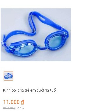 Một chiếc kính bơi giá rẻ chỉ 11 nghìn đồng được rao bán trên chợ online, sản phẩm không hề có logo.