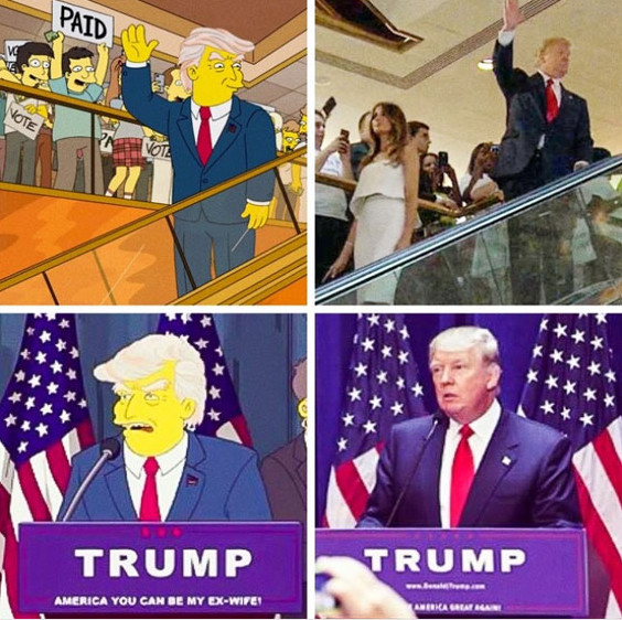 2. Dự đoán chiến thắng của Donald Trump trong The Simpsons: Một tập phim của The Simpsons năm 2000 đã đề cập đến việc Donald Trump trở thành Tổng thống Hoa Kỳ, một sự kiện mà thực sự đã xảy ra vào năm 2016.