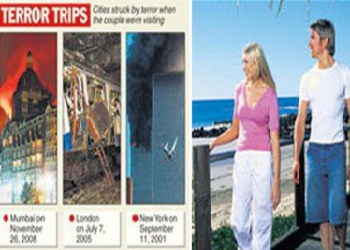  4. Cặp vợ chồng bị khủng bố ở nhiều thành phố: Jason và Jenny Cairns-Lawrence đã trải qua ba vụ khủng bố ở New York, London và Mumbai trong vòng 7 năm khi họ đang du lịch tại các thành phố đó.