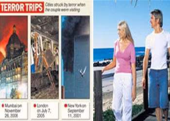  4. Cặp vợ chồng bị khủng bố ở nhiều thành phố: Jason và Jenny Cairns-Lawrence đã trải qua ba vụ khủng bố ở New York, London và Mumbai trong vòng 7 năm khi họ đang du lịch tại các thành phố đó.