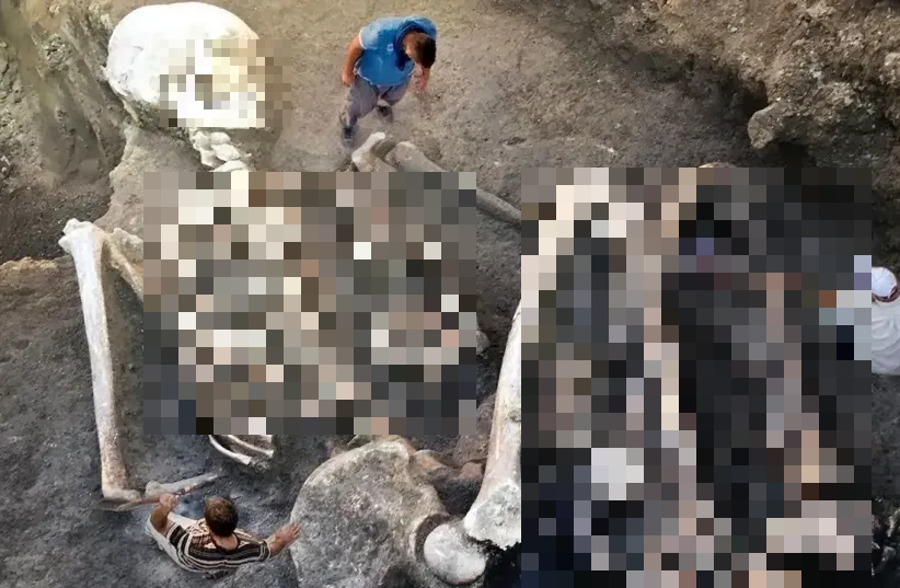 Trong hang, họ đã tìm thấy nhiều di tích và xác ướp của hai người khổng lồ, một nam và một nữ.