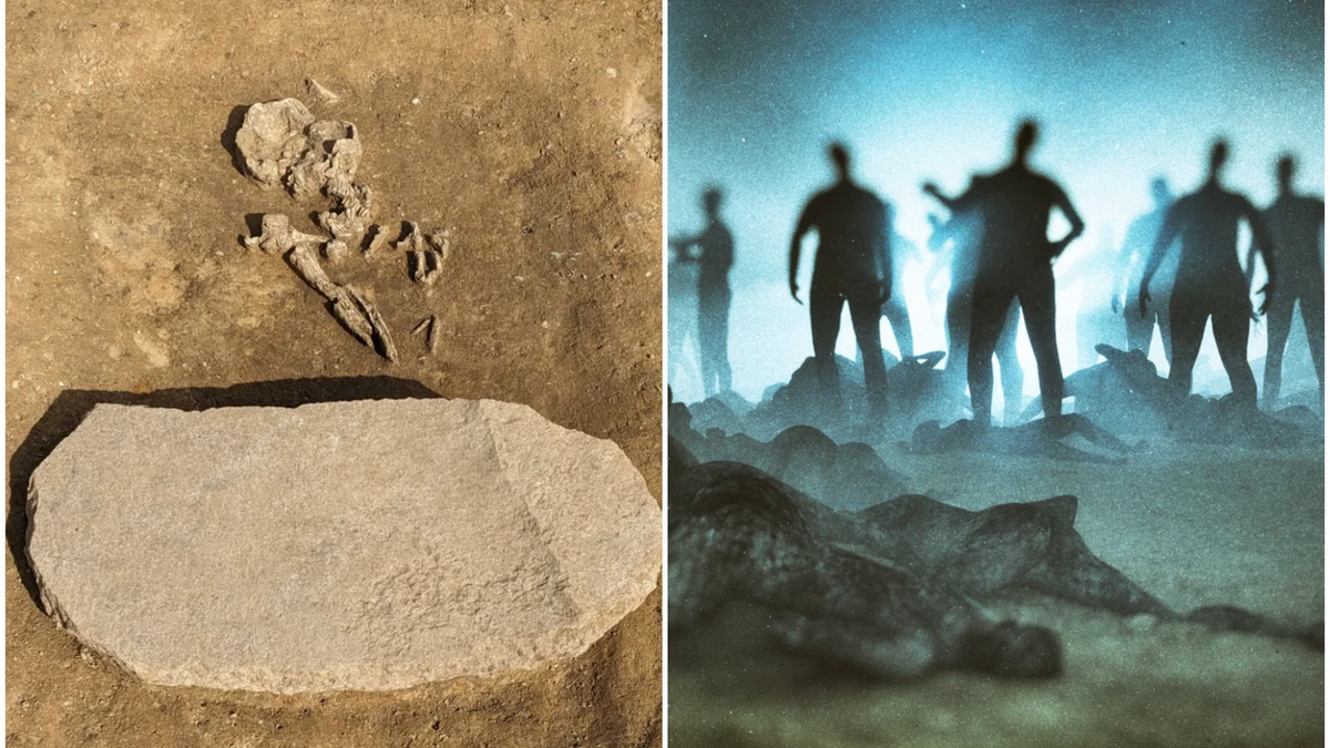 Một ví dụ mới nhất được phát hiện gần làng Oppin ở Đức cho thấy một người đàn ông được tìm thấy trong tư thế cúi mình, với một tảng đá lớn nằm trên chân anh ta. Các nhà khảo cổ tin rằng hòn đá này được đặt ở đó để giữ người đã khuất trong mộ và ngăn cản anh ta sống lại.