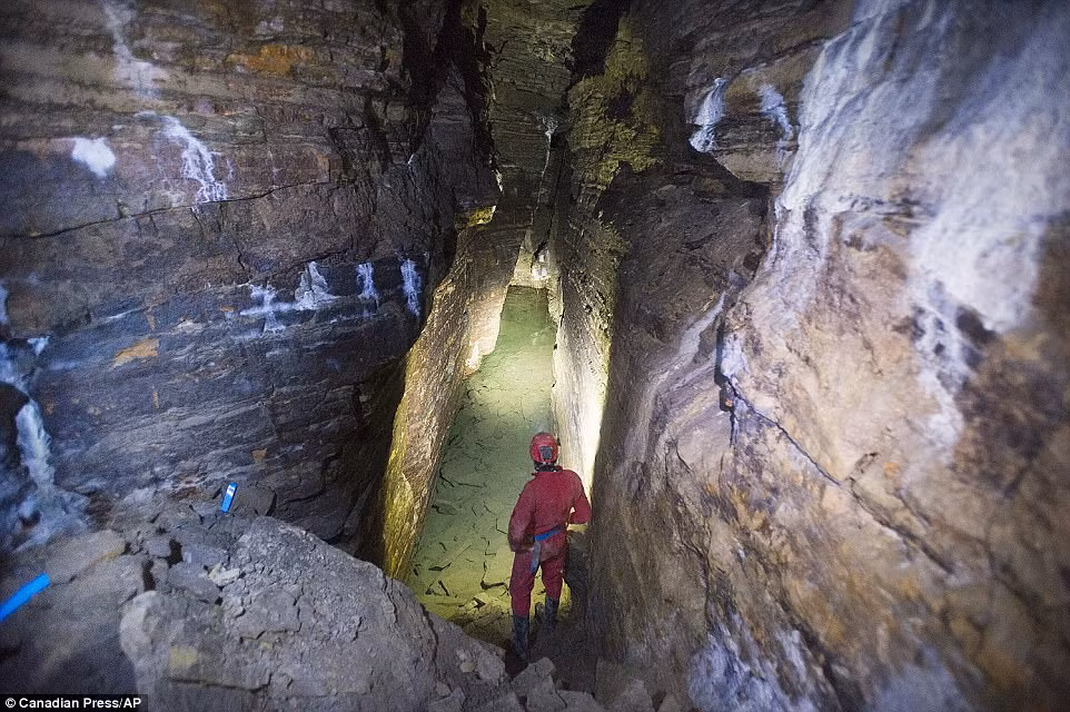 Những đường hầm này không phải do con người tạo ra, nhưng có dấu hiệu khai quật rõ ràng trên tường. 