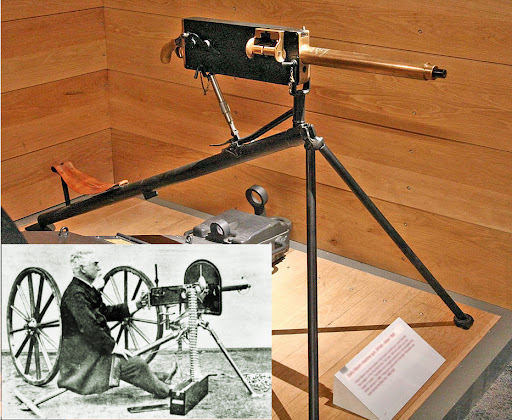 6. Súng liên thanh Maxim: Phát minh năm 1884 bởi Hiram Maxim, súng này thay đổi chiến tranh với khả năng bắn liên tục. Mặc dù bị loại bỏ bởi vũ khí hiện đại hơn, nó vẫn được dùng trong Thế chiến thứ nhất.