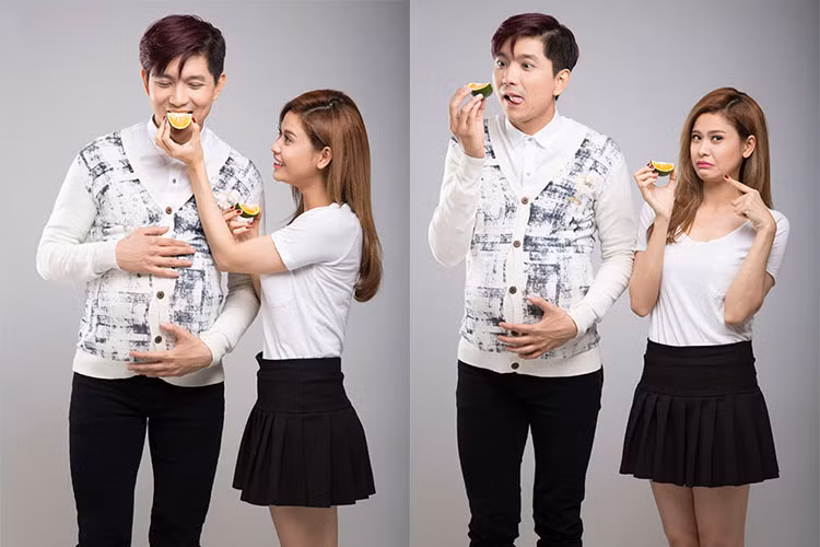 Chứng kiến những nỗi vất vả của Trương Quỳnh Anh trong quá tình mang thai cậu con trai đầu lòng tên Cát An, ca sĩ Tim không ngần ngại chấp nhận thử thách thử mang bầu, ốm nghén.