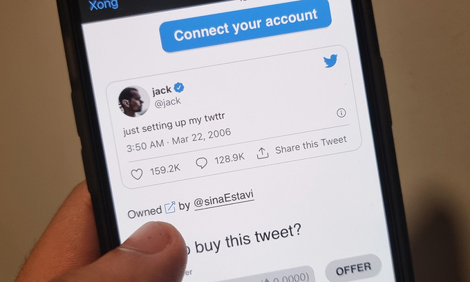 Dòng tweet dưới dạng NFT có nội dung "just setting up my twttr" được CEO Jack Dorsey đăng ngày 22/3/2006 có giá trị lớn như vậy không nằm ở nội dung dòng trạng thái.