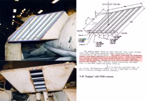 Tên chính thức của dự án nâng cấp xe tăng này là T-55 Al Faw. Đây là phiên bản nâng cấp T-55 được cho là hiện đại bậc nhất thời bấy giời với nỗ lực nhằm nâng cấp phần giáp của xe tăng. Để thực hiện điều này, những tấm giáp được thiết kế đặc biệt đã được gắn vào bên hông xe và phần tháp pháo. Nguồn ảnh: Tanksenyc.