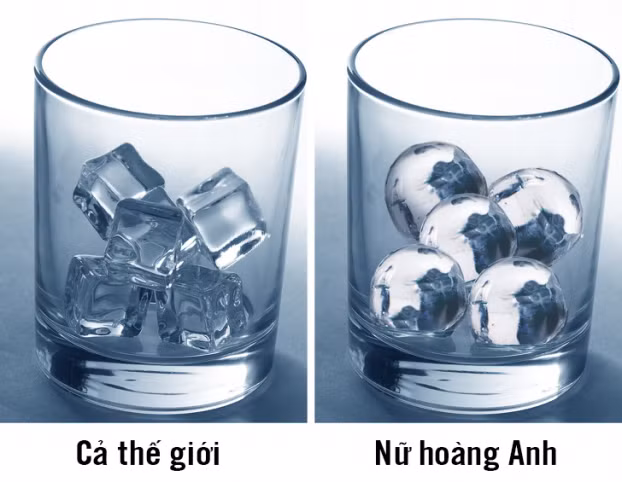 Nữ hoàng Anh ghét đá viên hình khối: Nữ hoàng Elizabeth II ghét âm thanh phát ra từ những viên đá hình khối trong cốc nước. Bà thấy đá viên hình cầu tạo âm thanh dễ nghe như tiếng nhạc hơn và thường dùng chúng để làm mát đồ uống. Được biết chính Hoàng thân Philip đã phát minh chiếc máy đặc biệt để tạo ra những viên đá hình cầu cho phu nhân của mình.