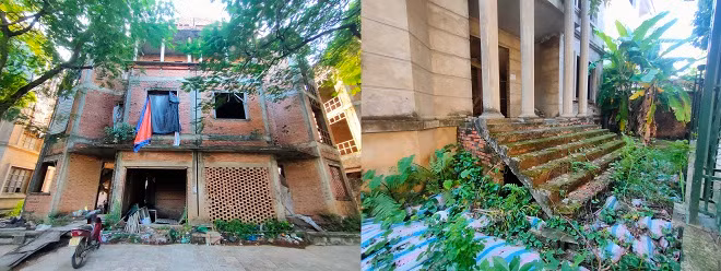 Do bỏ hoang, không người sử dụng nên nhiều hạng mục tại các căn biệt thự xuống cấp, phó mặc mưa nắng. 