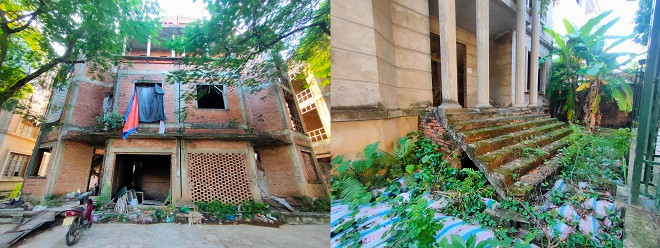 Do bỏ hoang, không người sử dụng nên nhiều hạng mục tại các căn biệt thự xuống cấp, phó mặc mưa nắng. 