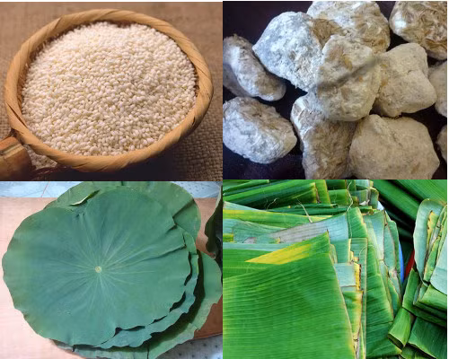 Để làm rượu nếp, bạn cần chuẩn bị 1kg gạo nếp cẩm (hoặc nếp cái hoa vàng), 20g men rượu, lá chuối hoặc lá sen, rổ thưa, chăn mỏng. Ảnh: phunutoday