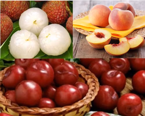 Hoa quả. Trong dịp Tết Đoan Ngọ, thì các loại hoa quả mùa hè được đặc biệt chú trọng. Các loại hoa quả như vải, mận, đào, chôm chôm, xoài, dưa hấu... không thể thiếu trong mỗi dịp tết "giết sâu bọ". Nếu thiếu mận, vải, đào thì ngày Tết Đoan Ngọ sẽ mất đi nhiều ý nghĩa của nó. Ảnh: trithuctre