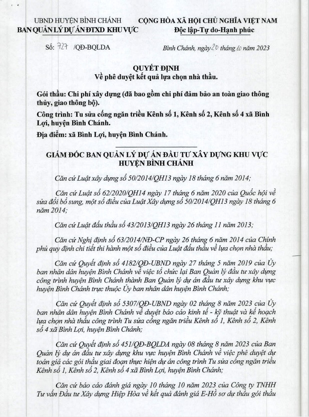 Cong ty Thanh Son Binh Thuan 1 thang trung 4 goi thau xay lap