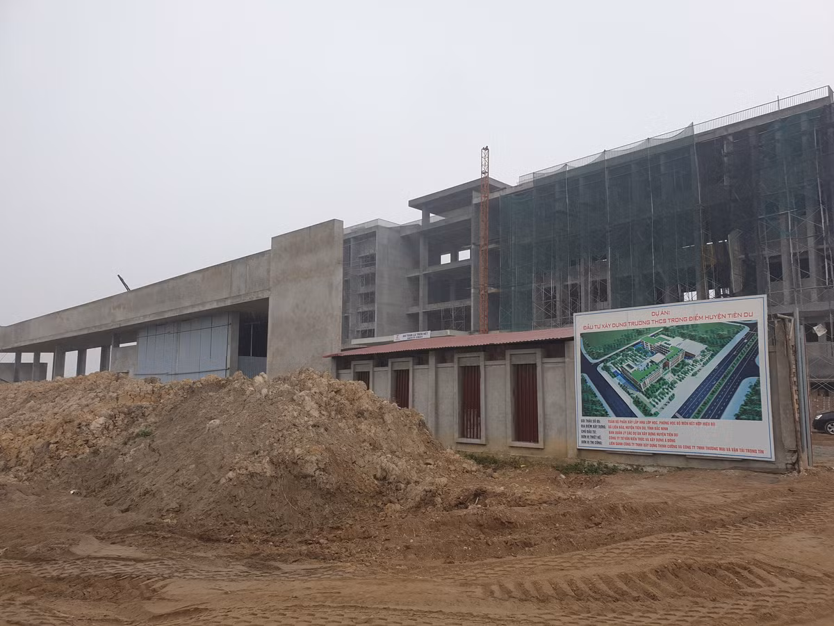 Tháng 6/2020, huyện Tiên Du đã khởi công xây dựng công trình trường THCS trọng điểm tại xã Liên Bão. (Ảnh: VOV).