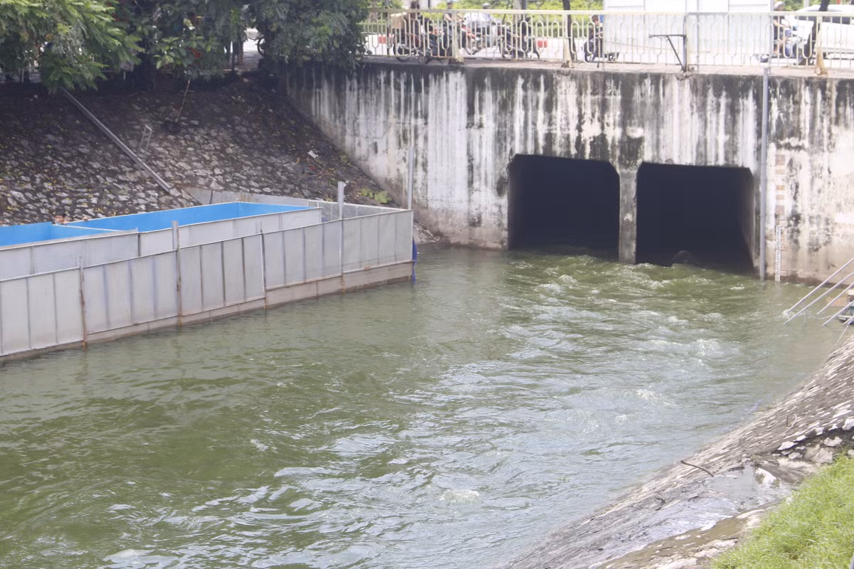 Vài ngày gần đây, người dân thích thú khi chứng kiến nước sông Tô Lịch vốn đen ngòm nay bỗng xanh trong lạ thường.