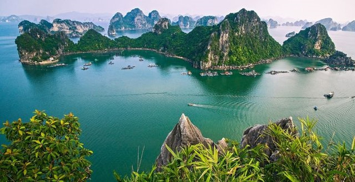 Vịnh Hạ Long có khoảng 1.600 hòn đảo nhỏ và đảo đá vôi. Đây là một trong những vịnh đẹp nhất trên thế giới.