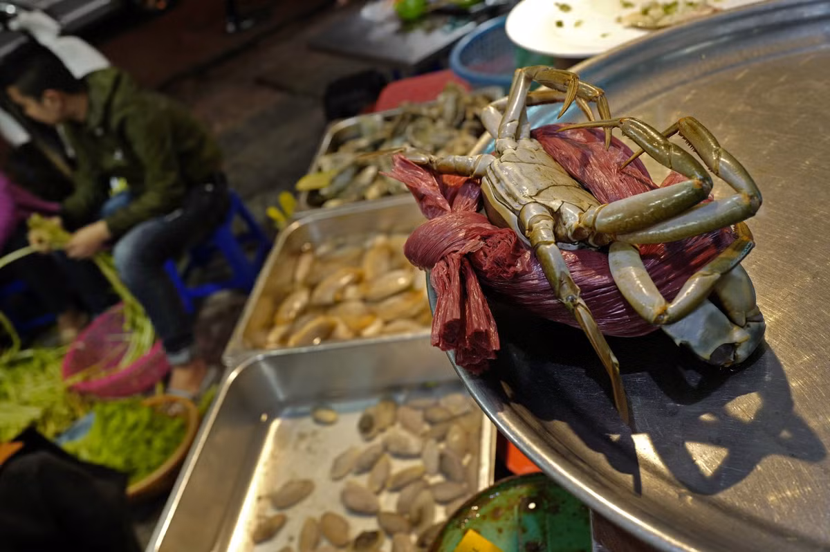 Thậm chí, bạn cũng có thể dễ dàng mua các loại hải sản tươi sống và rau củ khi đi dạo phố đêm ở Hà Nội.