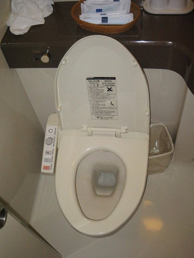 3. Bồn cầu với chức năng rửa sau khi đi: Bồn cầu này nhìn bên ngoài cũng giống như bình thường, tuy nhiên bên tay phải của nó có thêm một hệ thống điều khiển để bạn nhấn nút rửa sau khi đi vệ sinh xong, cả đi "lớn" lẫn đi "nhỏ". Bàn cầu cũng có chế độ làm ấm theo từng mức khác nhau.