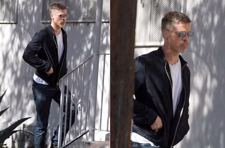 Trạng thái tinh thần đó đã khiến vẻ ngoài của nam tài tử Hollywood xuống dốc không phanh. Fan đã giật mình khi nhìn thấy hình ảnh mới đây nhất của Brad Pitt khi anh xuất hiện ở Los Angeles hôm 29/3. Anh gầy hốc hác và xấu hơn hẳn so với trước. (Ảnh: Coleman-Rayner)