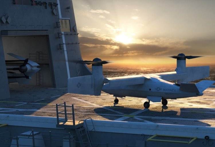 Bell khẳng định V-247 có khả năng chia sẻ thông tin tình báo để hiệp đồng tác chiến tốt với các lực lượng bạn ở cả trên không lẫn mặt đất. Ngoài ra, V-247 cũng được cho là có thể điều khiển được từ trên tàu, trên mặt đất hay thậm chí là từ trên không. Nguồn ảnh: BI.