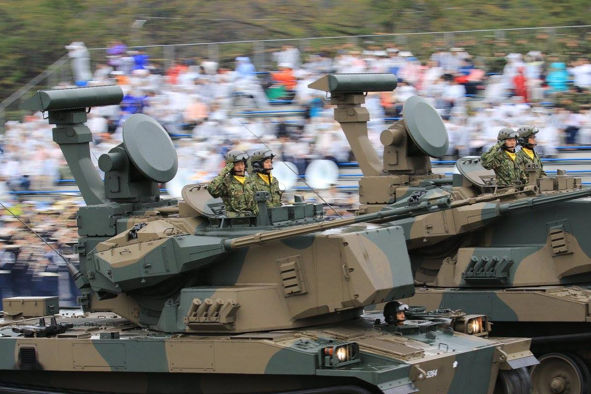 Pháo phòng không tự hành loại Type 87 do Nhật Bản tự thiết kế và sản xuất. Tập đoàn Mitsubishi cũng là cha đẻ đã thiết kế ra khẩu pháo phòng không tự hành này. Nguồn ảnh: Japnews.